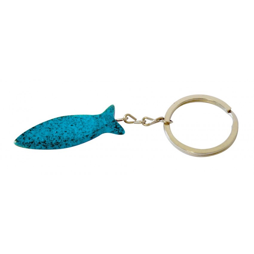 Porte-clés poisson en pierre bleue 4.5cm