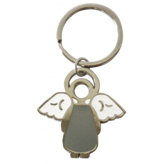 Porte-clés ange gris en métal 5x5cm