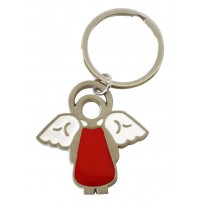 Porte-clés ange rouge en métal 5x5cm