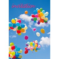 MINI CARTE : Envol de ballons multicolore( Invitation)