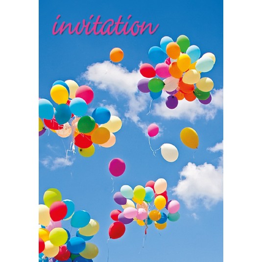 Mini Carte Envol de ballons multicolore( Invitation)