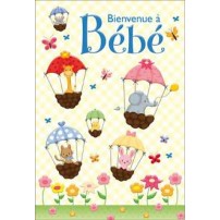 CARNET HE : Animaux en parachute fond jaune