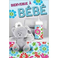 CARNET HE : Ourson biberon fond bleu