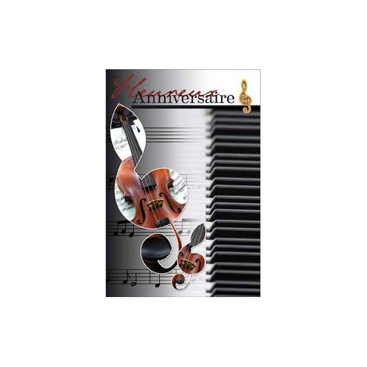 Carte Double Anniversaire Piano et violon