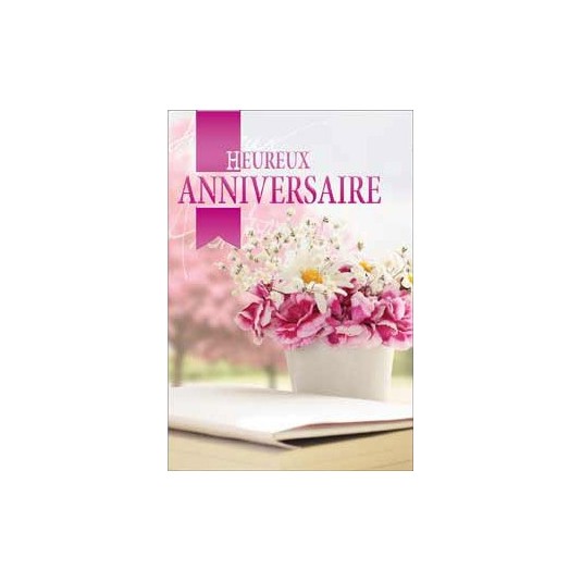 Carte Double Anniversaire pot de fleurs