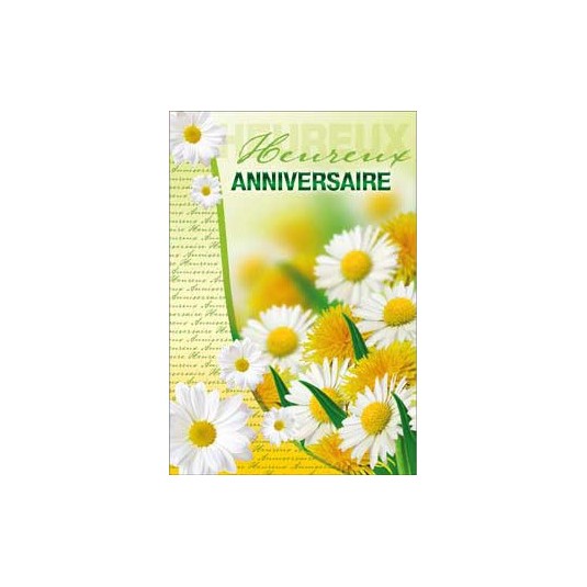 Carte Double Anniversaire Marguerites et fleurs de pissenlits