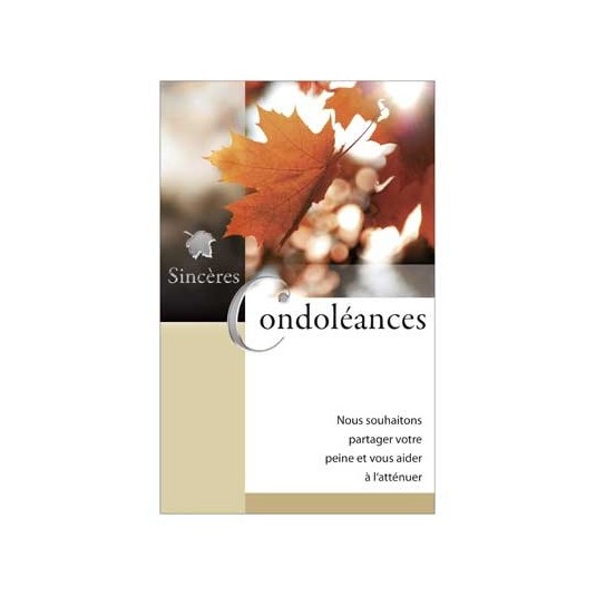 Mini Carte Double Condol&eacute;ances Feuilles mortes