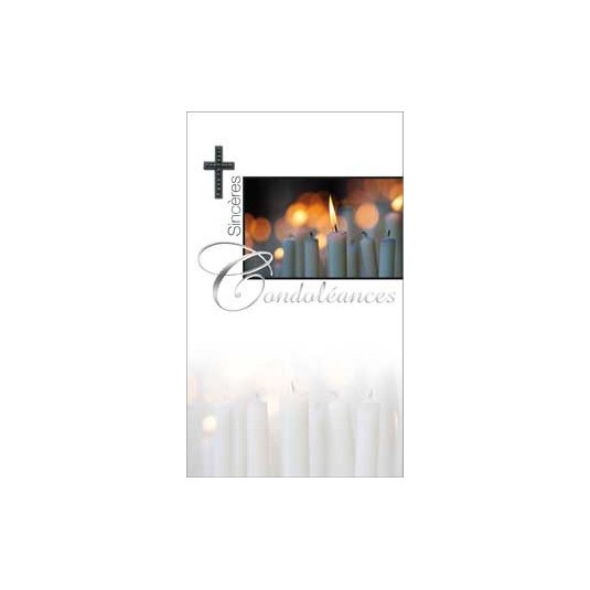 Carte Double Condol&eacute;ances Bougies blanches