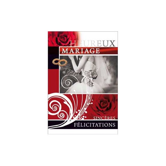 Carte Double Mariage Couple, robe avec voile