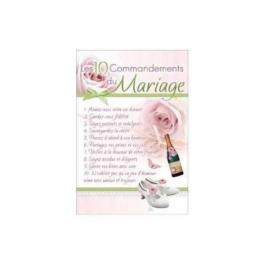 Carte Double Mariage 10 commandemets, chaussures...