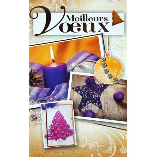 Mignonnette Mv Bougie, &eacute;toile et sapin mauve