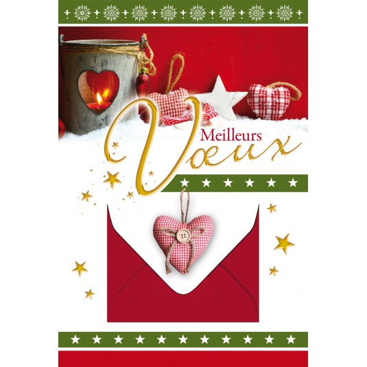 CARTE DOUBLE Meilleurs V&oelig;ux Coeur vichy sur porte billet