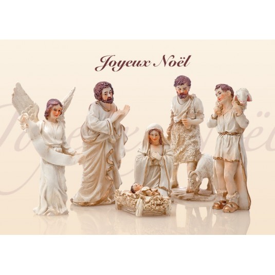 Carte Avec Message Fin D'année Jésus, Marie, anges et bergers (JN)