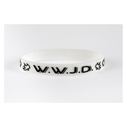 Bracelet WWJD blanc taille unique silicone largeur 1cm