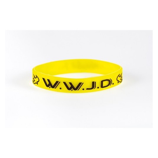 Bracelet WWJD jaune taille unique silicone largeur 1cm