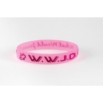 Bracelet WWJD rose taille unique silicone largeur 1cm