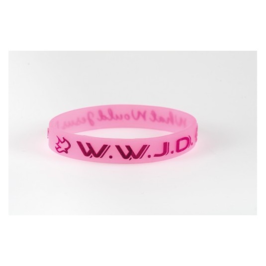 Bracelet WWJD rose taille unique silicone largeur 1cm