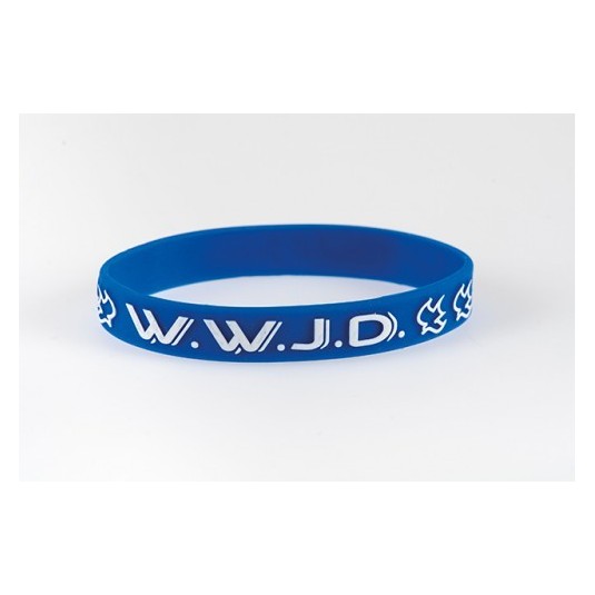 Bracelet WWJD bleu taille unique silicone largeur 1cm