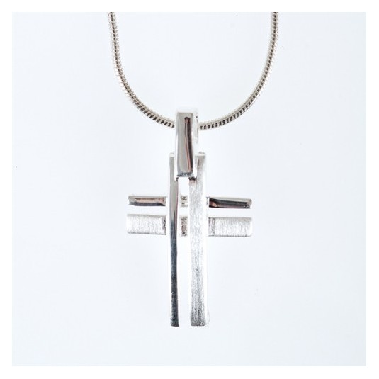 Collier 45cm avec pendentif croix Argent sterling brillant et poli 1, 5cm