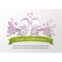 CARTE PENSEE : Deux oiseaux amoureux dessinés