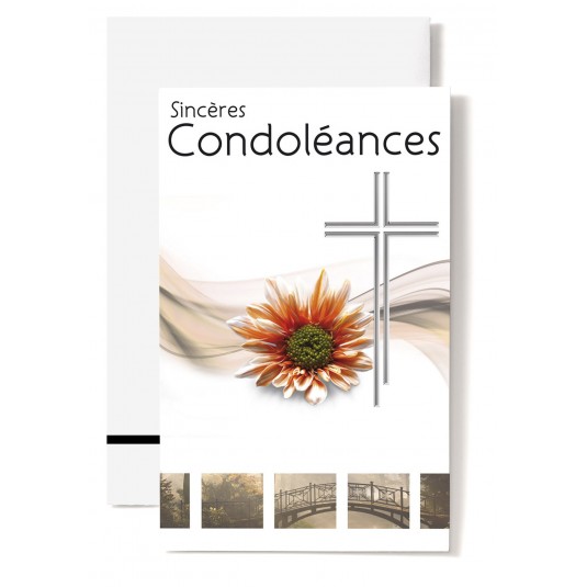 Mignonnettes Condol&eacute;ances Marguerite orange, croix