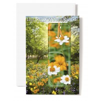 CARNET HA : Champ fleuri &agrave; l'or&eacute;e d'une for&ecirc;t + signet