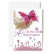 CARNET HA : Papillon rose sur rose blanche
