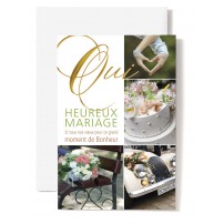 CARNET HM : OUI, bouquet sur banc, gateau