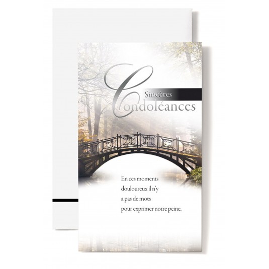 Carte Double Condol&eacute;ances Rayon de soleil sur pont ajour&eacute;