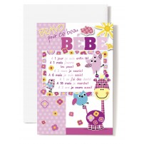 CARNET HE : Girafe, oiseaux, fond rose