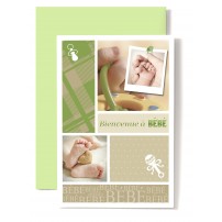 CARNET HE : Pieds et mains de b&eacute;b&eacute;, Fond vert