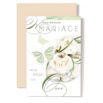 CARNET HM : OUI, bouquet de roses blanche et papillon