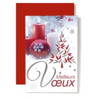 CARNET FA : MV Bougies rouge et blanche, Sapin argent&eacute; et rouge