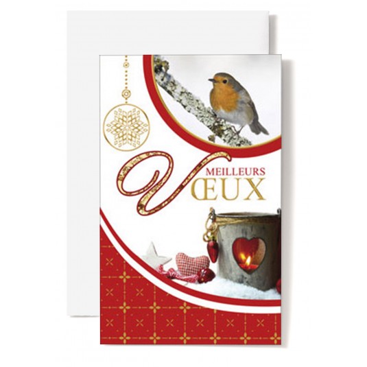 Mignonnette Mv Rouge gorge, bougeoir, coeurs rouge