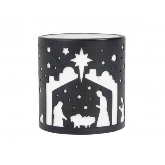 Bougeoir cr&egrave;che porcelaine blanc et noir D6cm H7cm