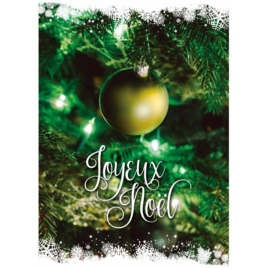 Carte Avec Message Fin D'année Boule de Noël dans un sapin (JN)