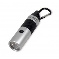 Lampe de poche LED porte-clé argentée, piles incluses, boite carton