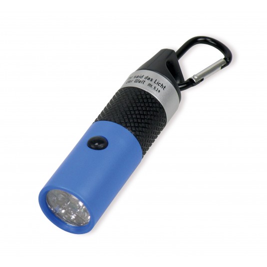 Lampe de poche LED porte-clé bleue