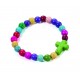 Bracelet perles multicolores et croix verte