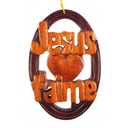 Ovale JESUS T'AIME en bois