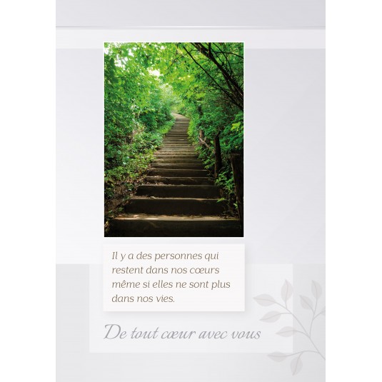 Carte Double Condoléances Escalier montant dans la forêt
