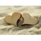 MINI CARTE FA : Coeurs en bois dans le sable