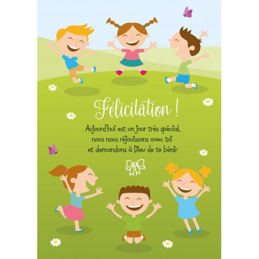 Carte Avec Message Dessin D Enfants Sautant De Joie