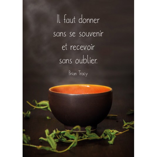 Carte Citation Tasse De Thé Fumante Et Branches Séchées