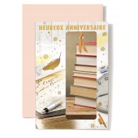 CARNET HA : Stylo plume,montre gousset et pile de livre