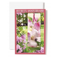 CARNET HA :Fleurs roses,marque page