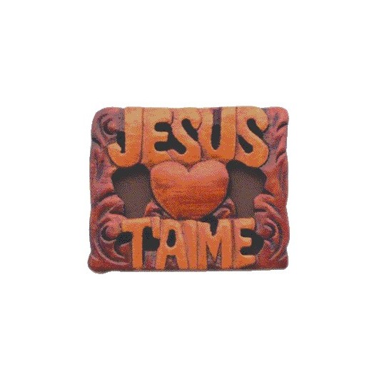 Magnet. JESUS T'AIME en bois