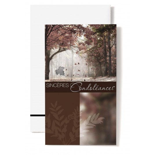 Carte Double Condol&eacute;ances for&ecirc;t en automne