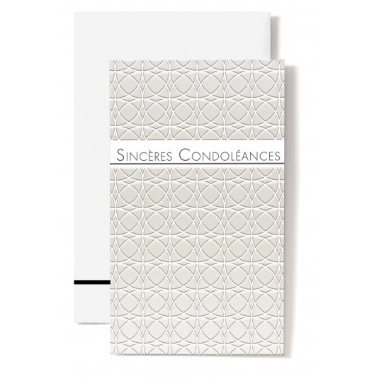 Carte Double Condol&eacute;ances Motifs en relief sur fond nacr&eacute;