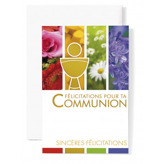 Mignonnette Communion Coupe verte, frise de fleurs - Lot de 5